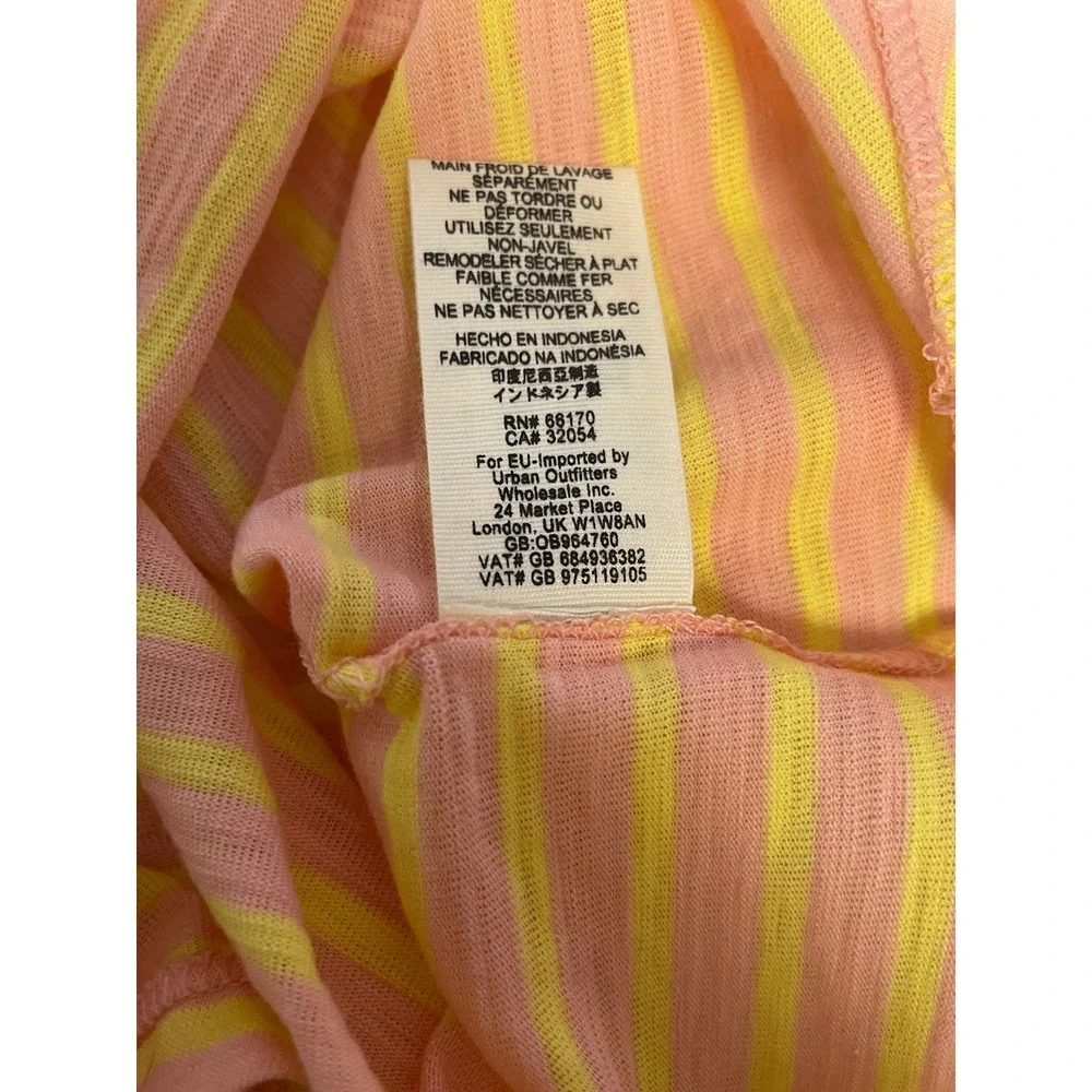 Free‎ People We The Free Striped T-Shirt Pink Yellow Summer Rose Combo XS NEW